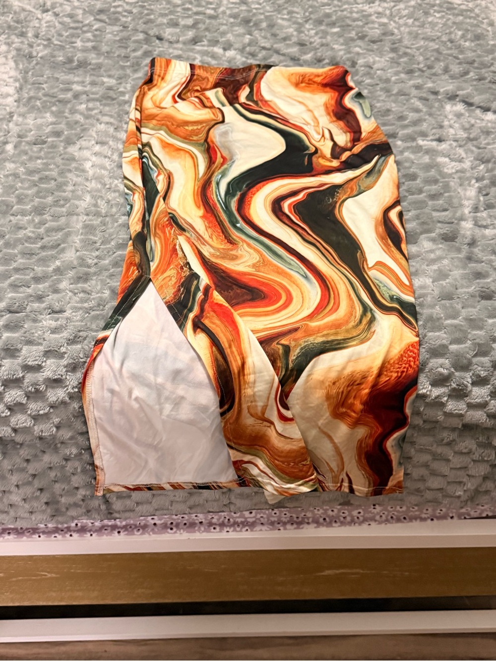 SHEIN Orange Marble Pencil Skirt with Side Slit